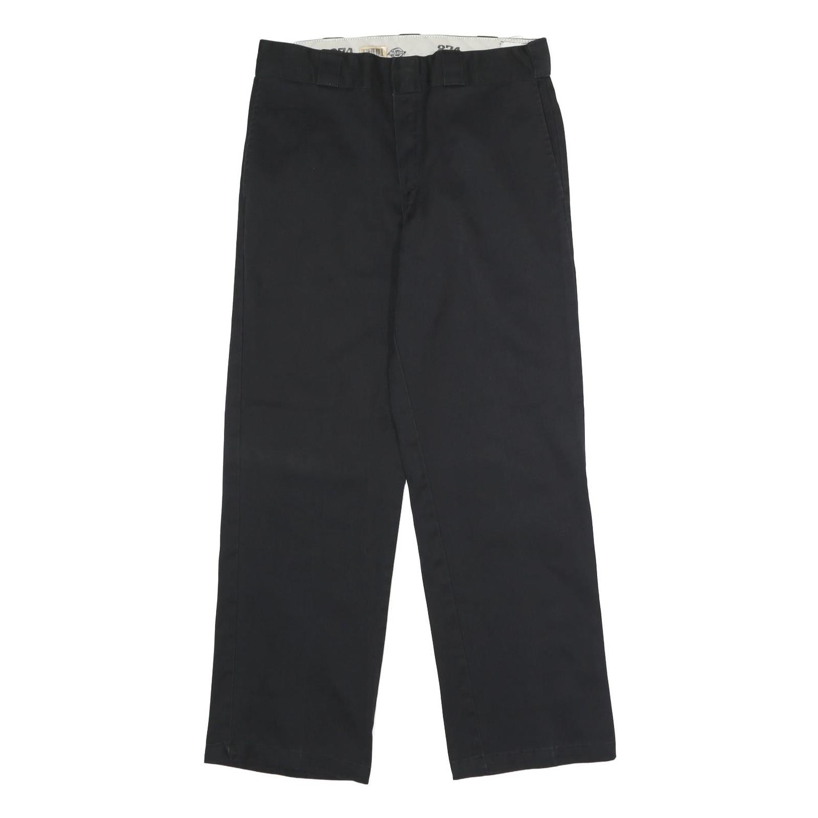 DICKIES Mens Polyester Blend Black Classic Straight Trousers W32 L30 Workwear