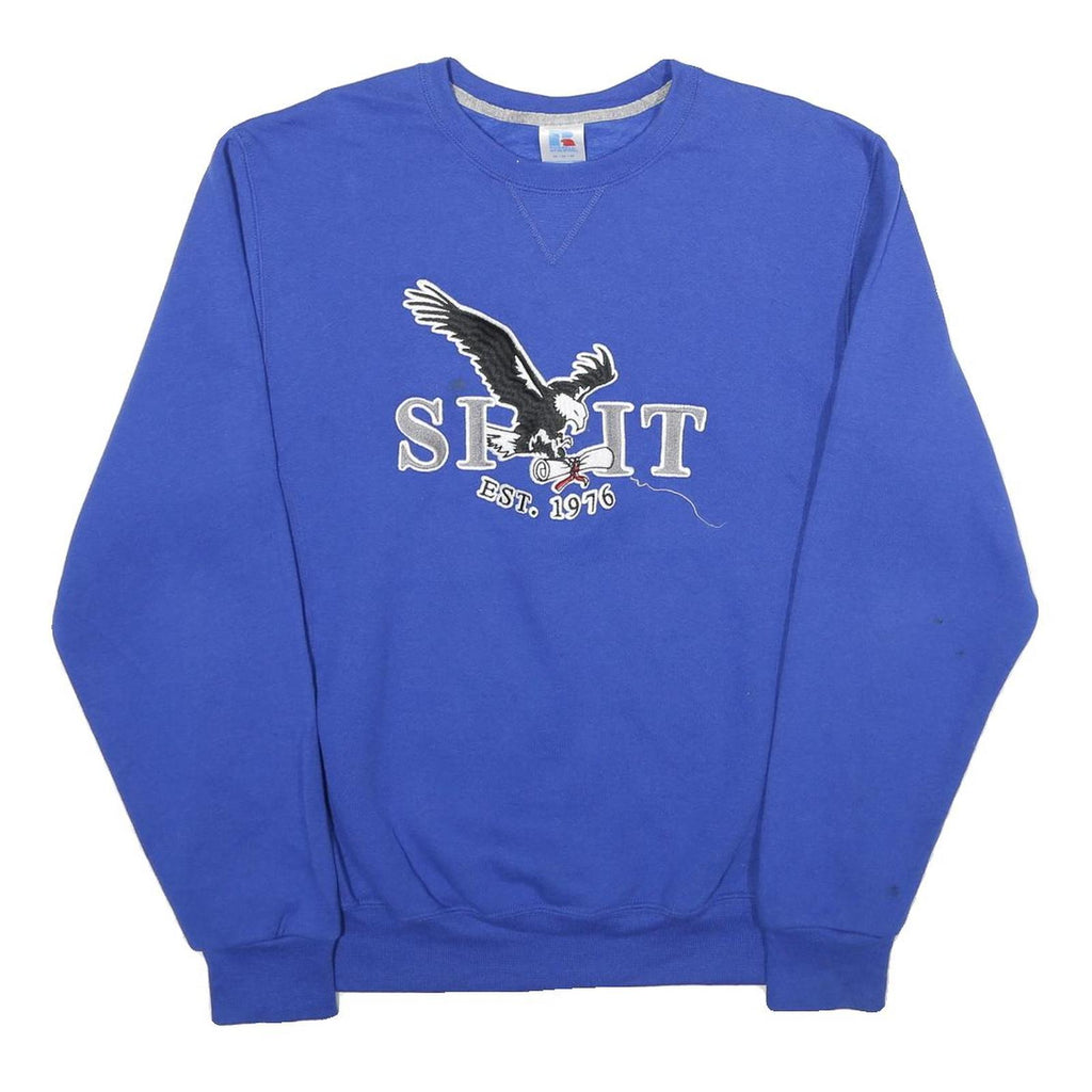 RUSSELL ATHLETIC Mens Blue Crew Neck M Sweatshirt Eagle Graphic Established 1976