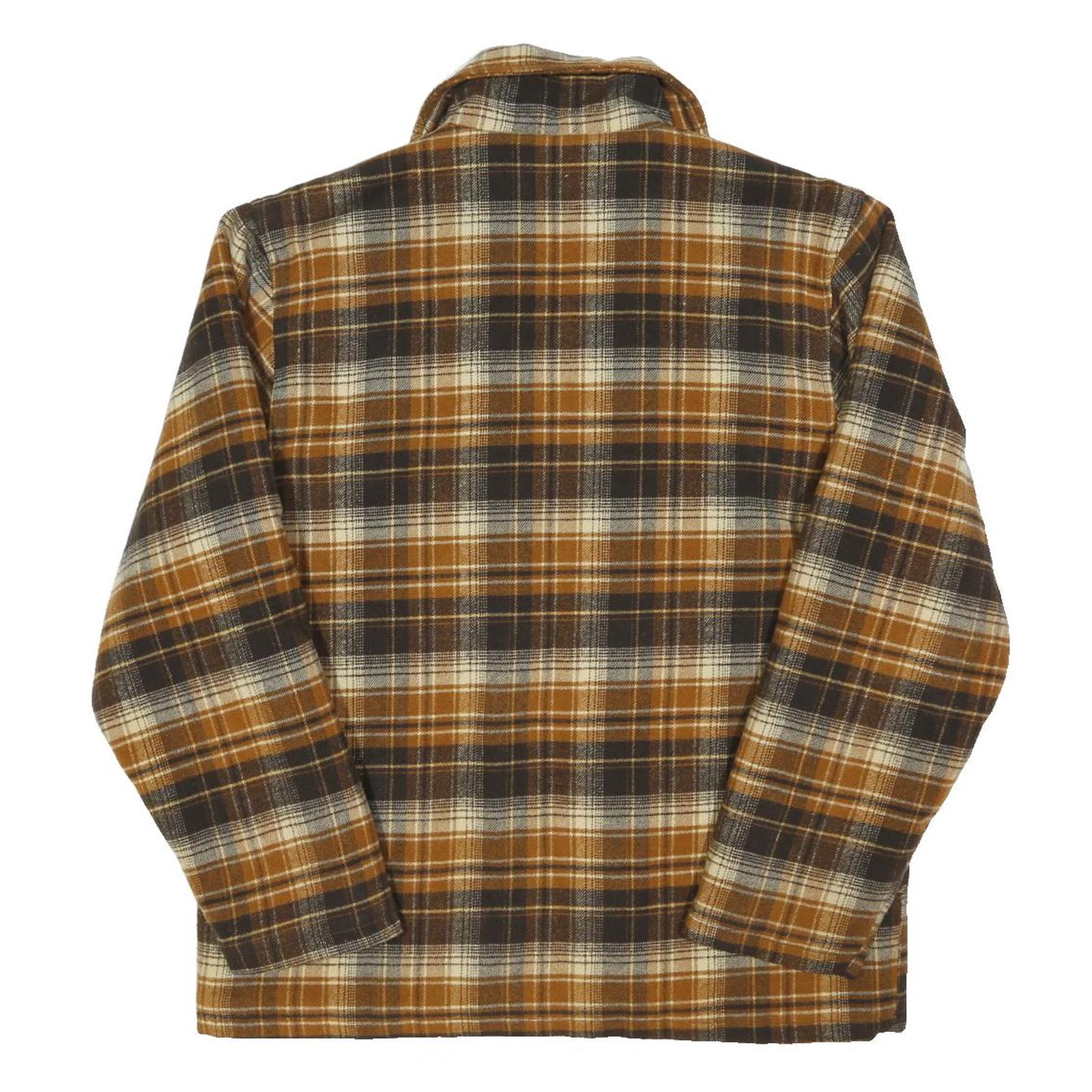 BIG STAR Mens Brown & Cream Check Zip Jacket L Cotton Blend Plaid Stylish