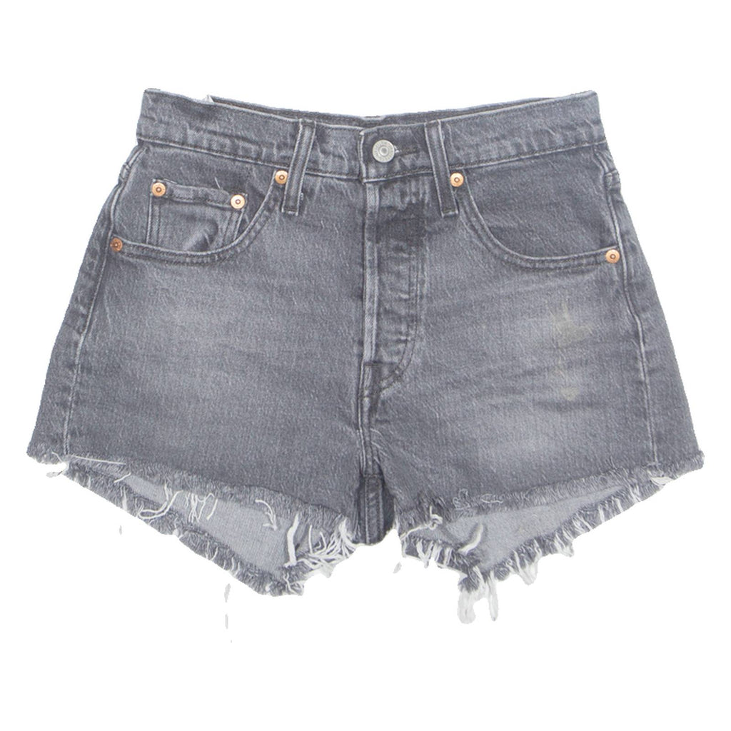 LEVI'S Cut Off 501 Premium Womens Denim Shorts Black XXS W26
