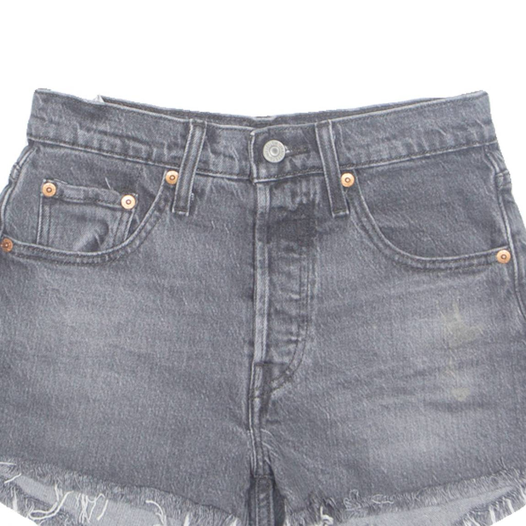 LEVI'S Cut Off 501 Premium Womens Denim Shorts Black XXS W26