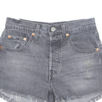 LEVI'S Cut Off 501 Premium Womens Denim Shorts Black XXS W26