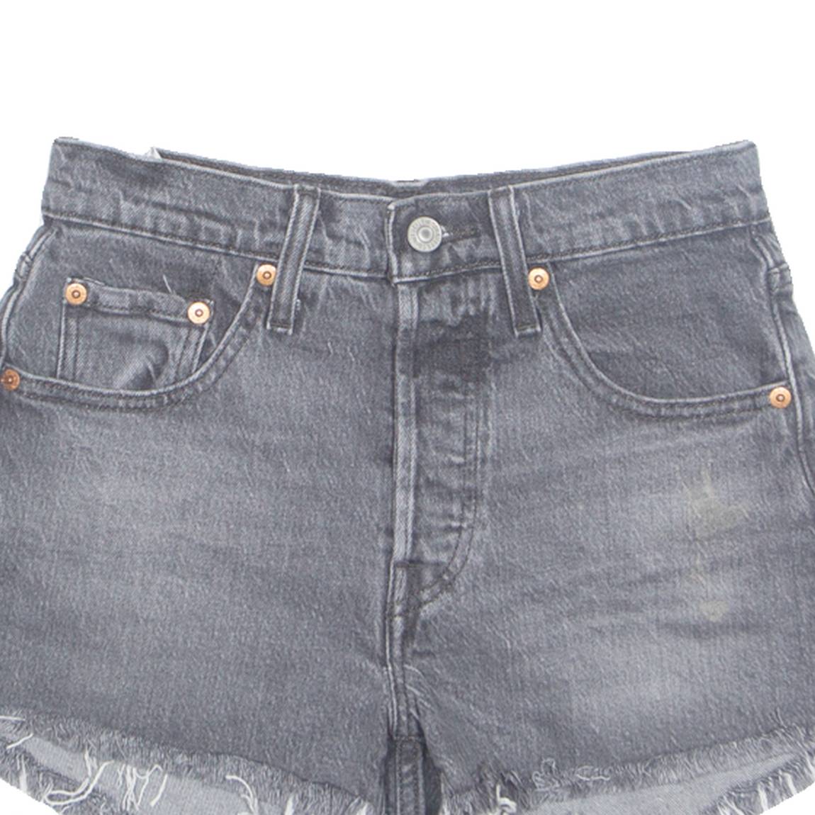 LEVI'S Cut Off 501 Premium Womens Denim Shorts Black XXS W26