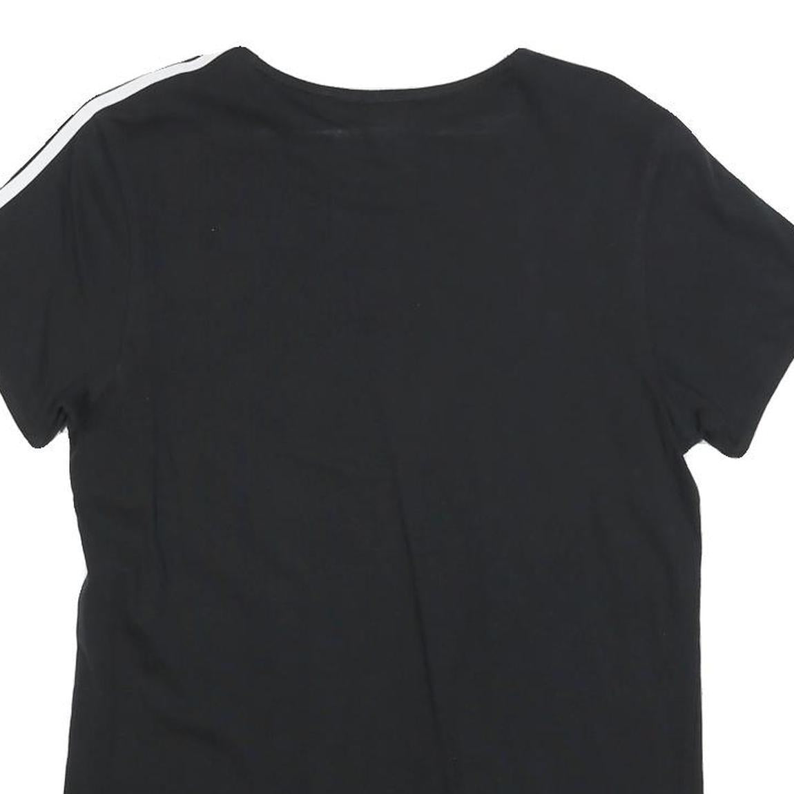 ADIDAS Womens Black & White T-Shirt UK 6 Short Sleeve Crew Neck 3 Stripes
