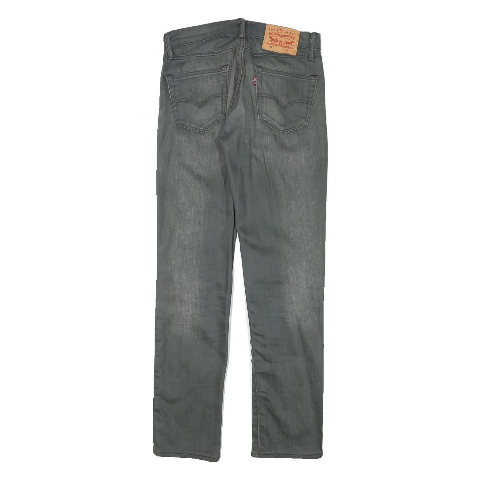 LEVI'S Mens Slim Grey Denim Jeans W28 L30 Zip Cotton Blend Casual Wear