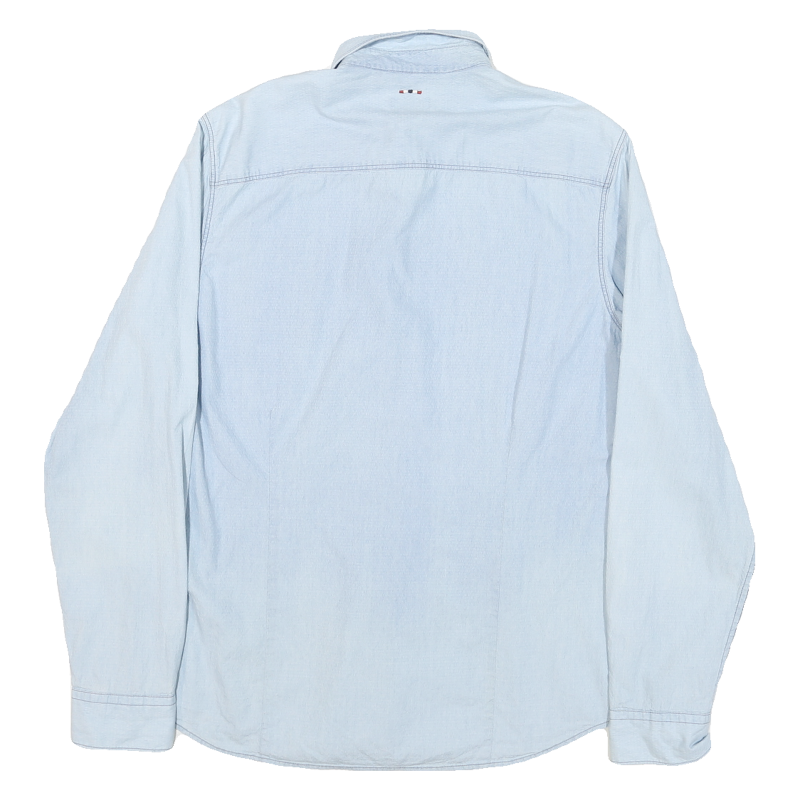 NAPAPIJRI Mens Light Blue Shirt L Casual Slim Fit Cotton Blend Long Sleeve
