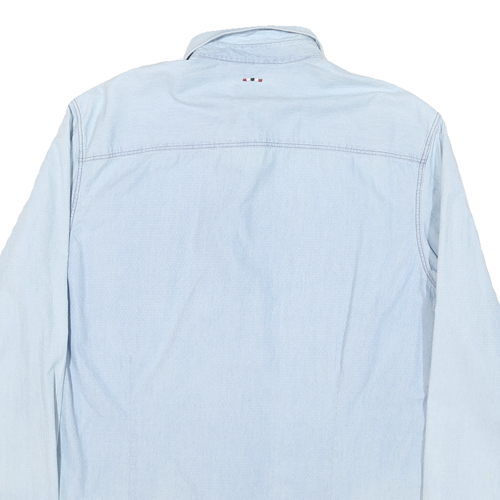 NAPAPIJRI Mens Light Blue Shirt L Casual Slim Fit Cotton Blend Long Sleeve