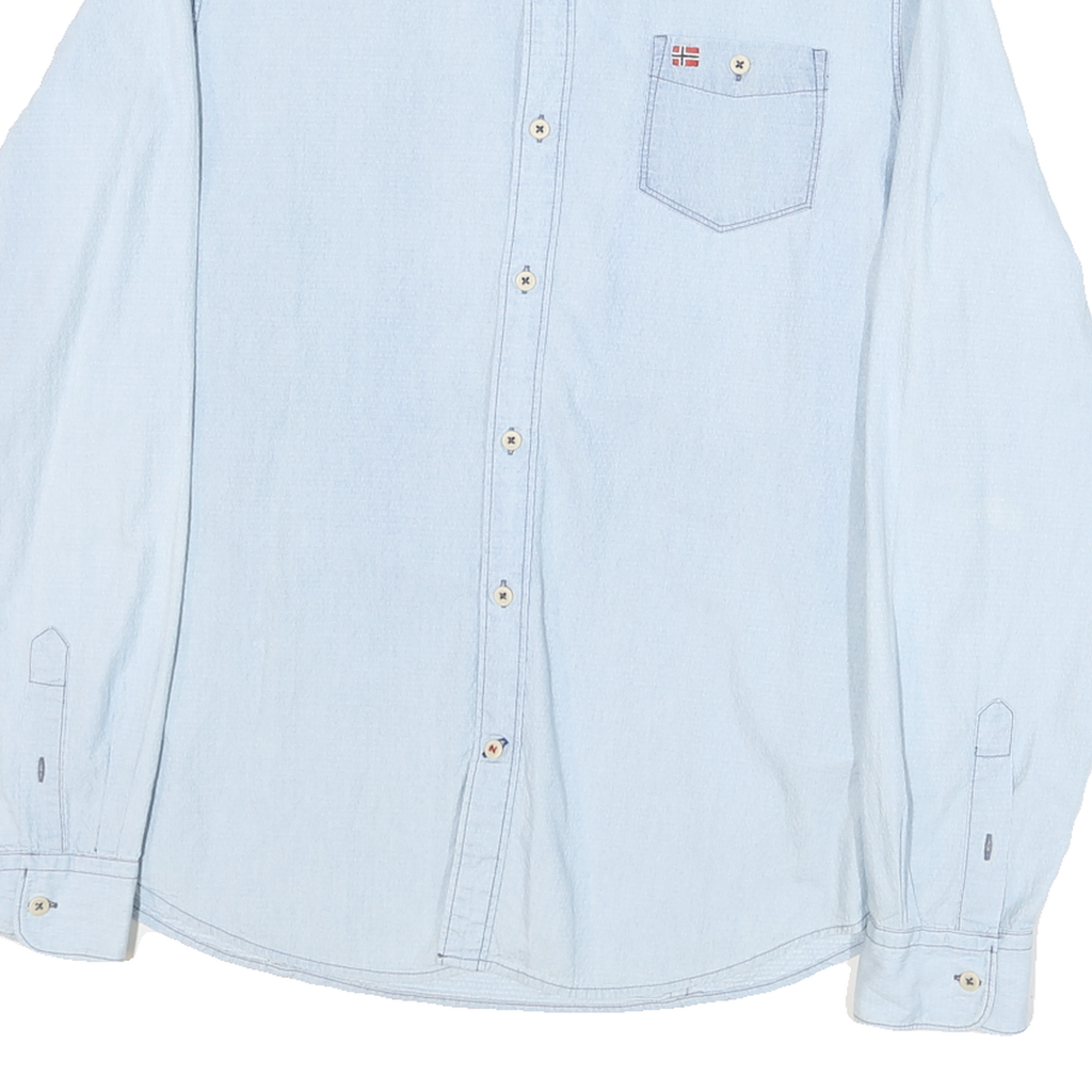 NAPAPIJRI Mens Light Blue Shirt L Casual Slim Fit Cotton Blend Long Sleeve