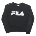 FILA Womens Black Crew Neck M Sweatshirt Cotton Blend Logo Casual Pullover