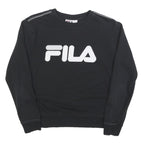 FILA Womens Black Crew Neck M Sweatshirt Cotton Blend Logo Casual Pullover