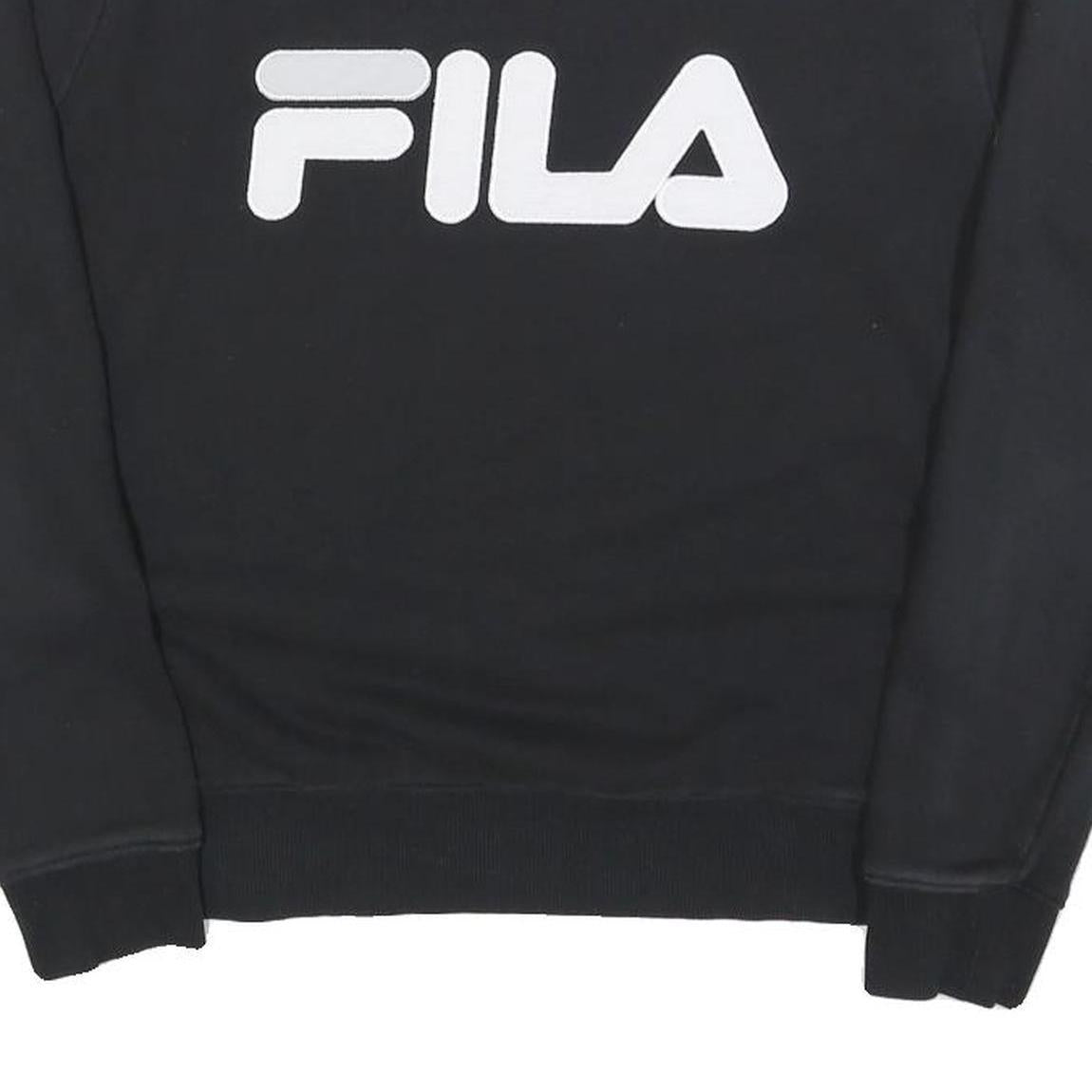 FILA Womens Black Crew Neck M Sweatshirt Cotton Blend Logo Casual Pullover