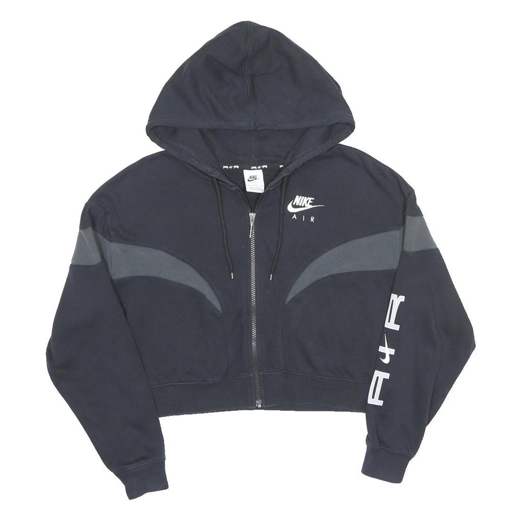 NIKE Womens Black & Grey Air Full Zip Cropped Hoodie S