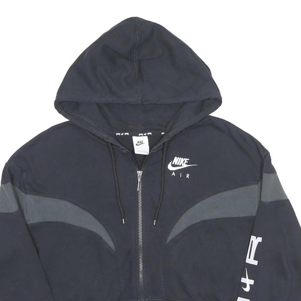 NIKE Womens Black & Grey Air Full Zip Cropped Hoodie S