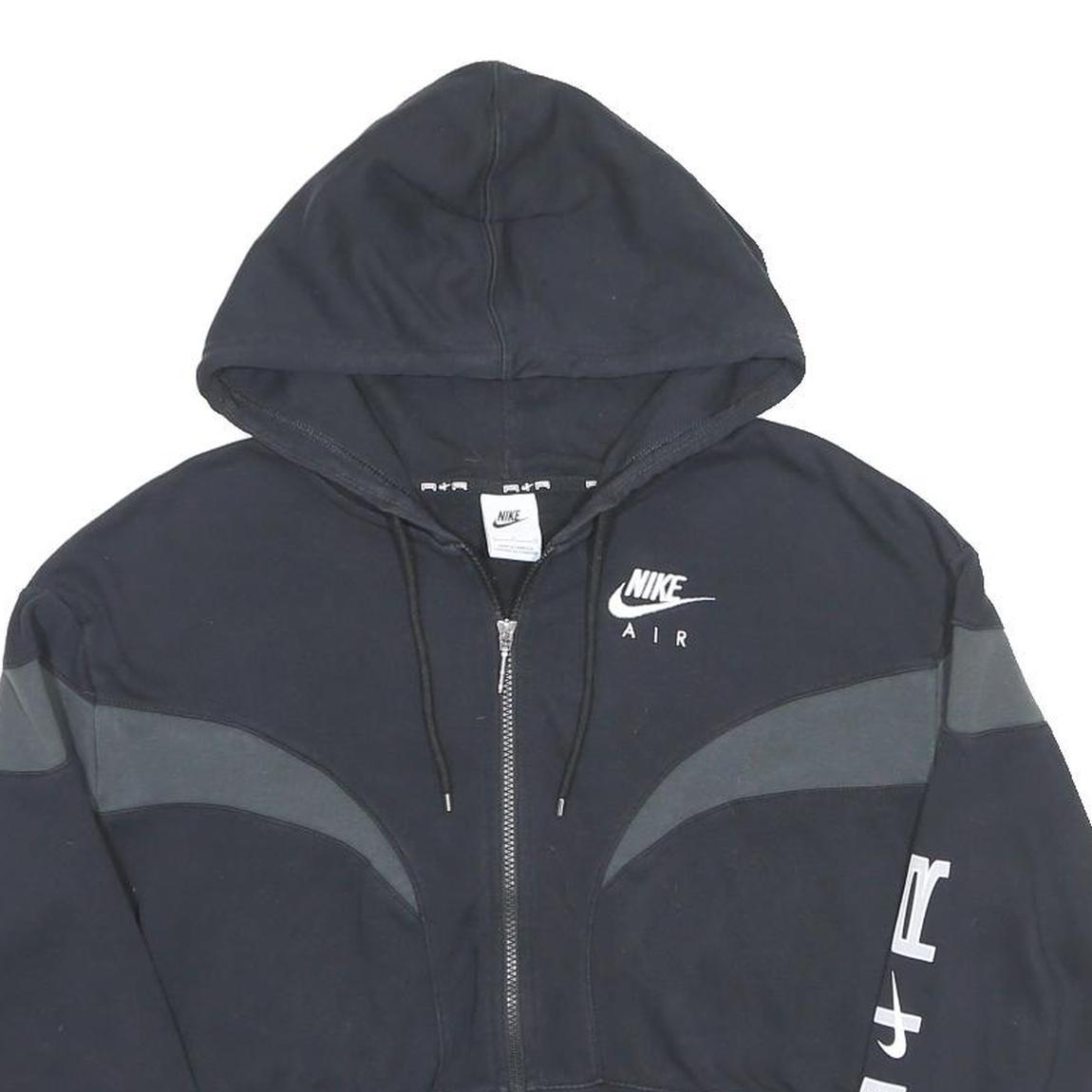NIKE Womens Black & Grey Air Full Zip Cropped Hoodie S