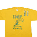 JERZEES Mens Yellow College Corner Hornets Graphic T-Shirt M Short Sleeve Crew