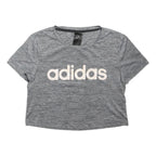 ADIDAS Womens Grey Cropped T-Shirt XS Short Sleeve Crew Neck Sports Logo