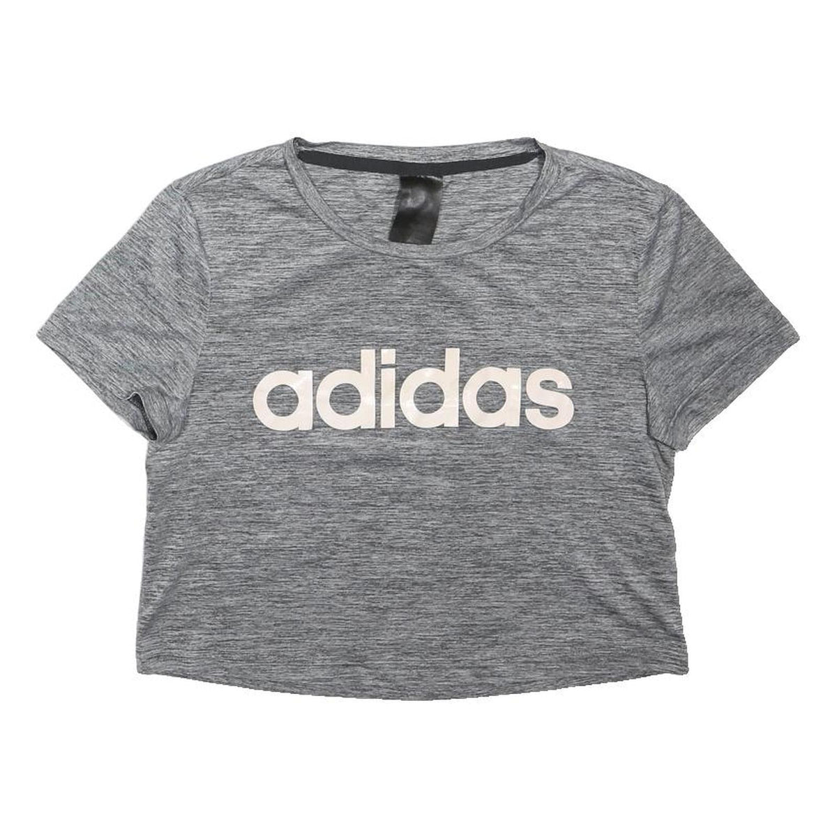 ADIDAS Womens Grey Cropped T-Shirt XS Short Sleeve Crew Neck Sports Logo