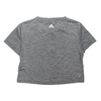 ADIDAS Womens Grey Cropped T-Shirt XS Short Sleeve Crew Neck Sports Logo