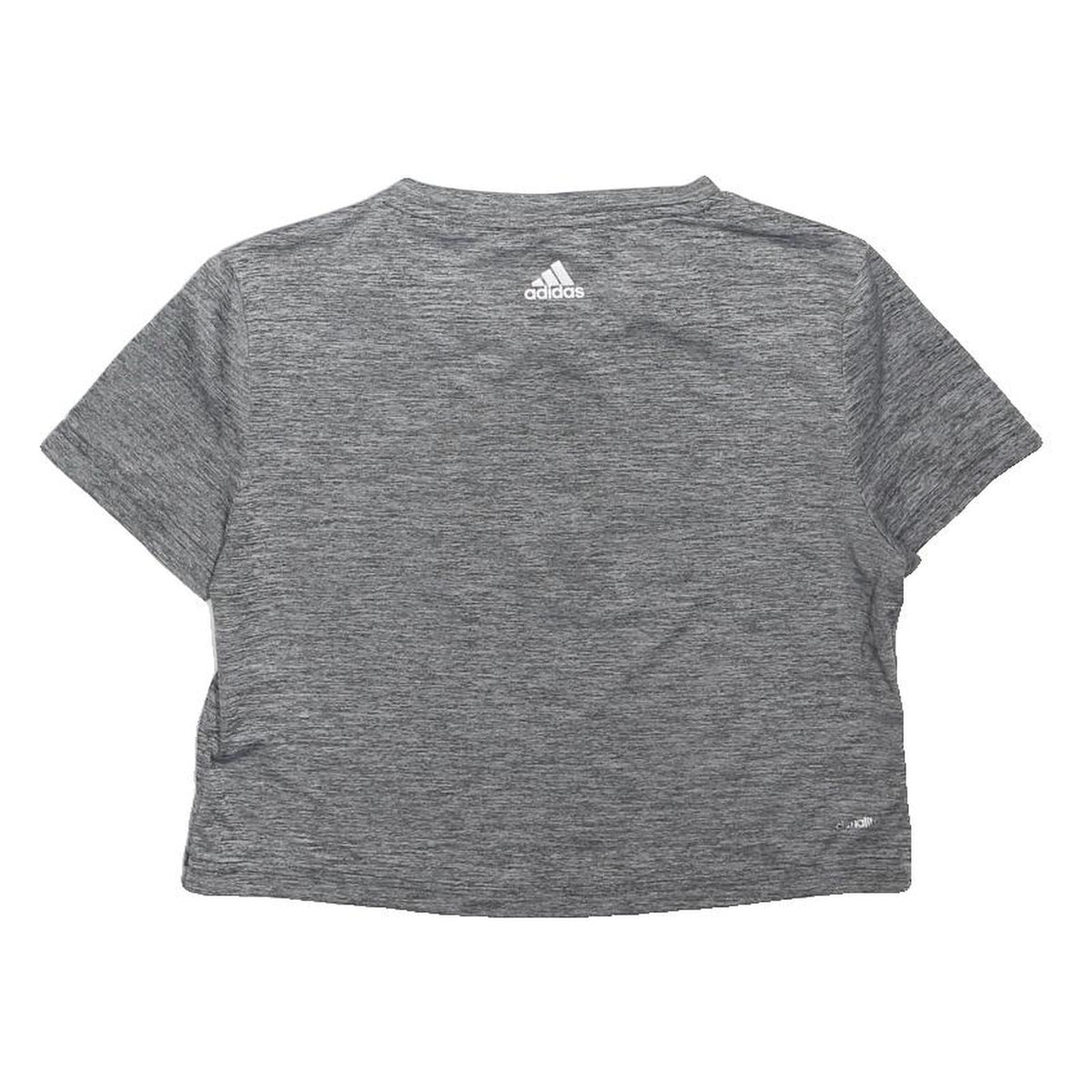ADIDAS Womens Grey Cropped T-Shirt XS Short Sleeve Crew Neck Sports Logo