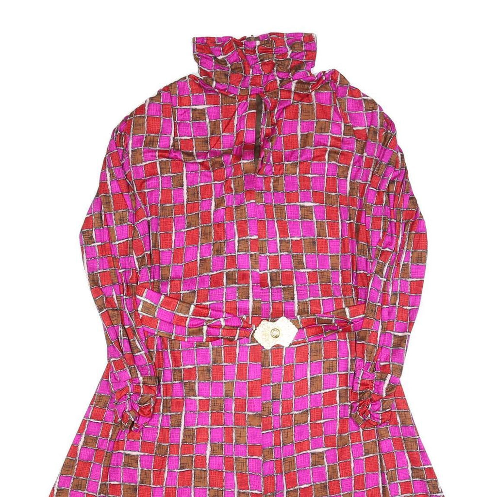 FRANCOISE DESARBRE Womens Pink & Brown Geometric Mini Dress Polyester Blend Long