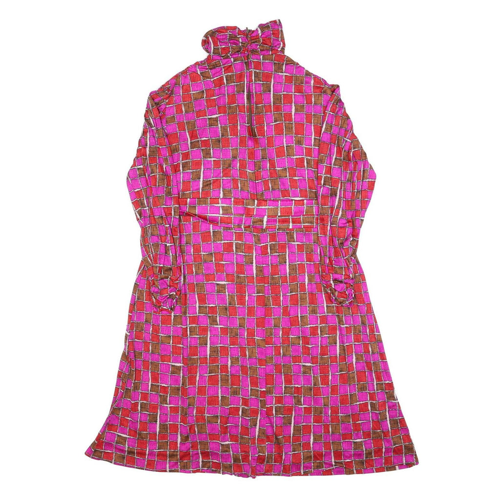 FRANCOISE DESARBRE Womens Pink & Brown Geometric Mini Dress Polyester Blend Long