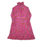 FRANCOISE DESARBRE Womens Pink & Brown Geometric Mini Dress Polyester Blend Long