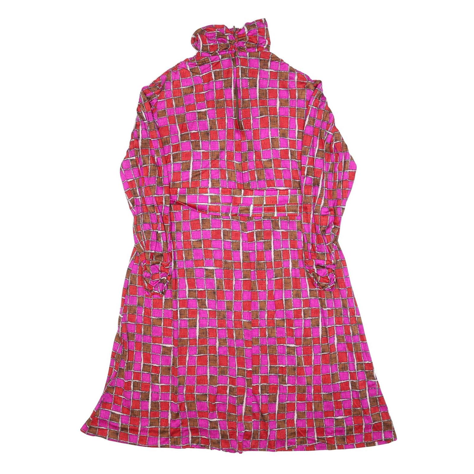 FRANCOISE DESARBRE Womens Pink & Brown Geometric Mini Dress Polyester Blend Long