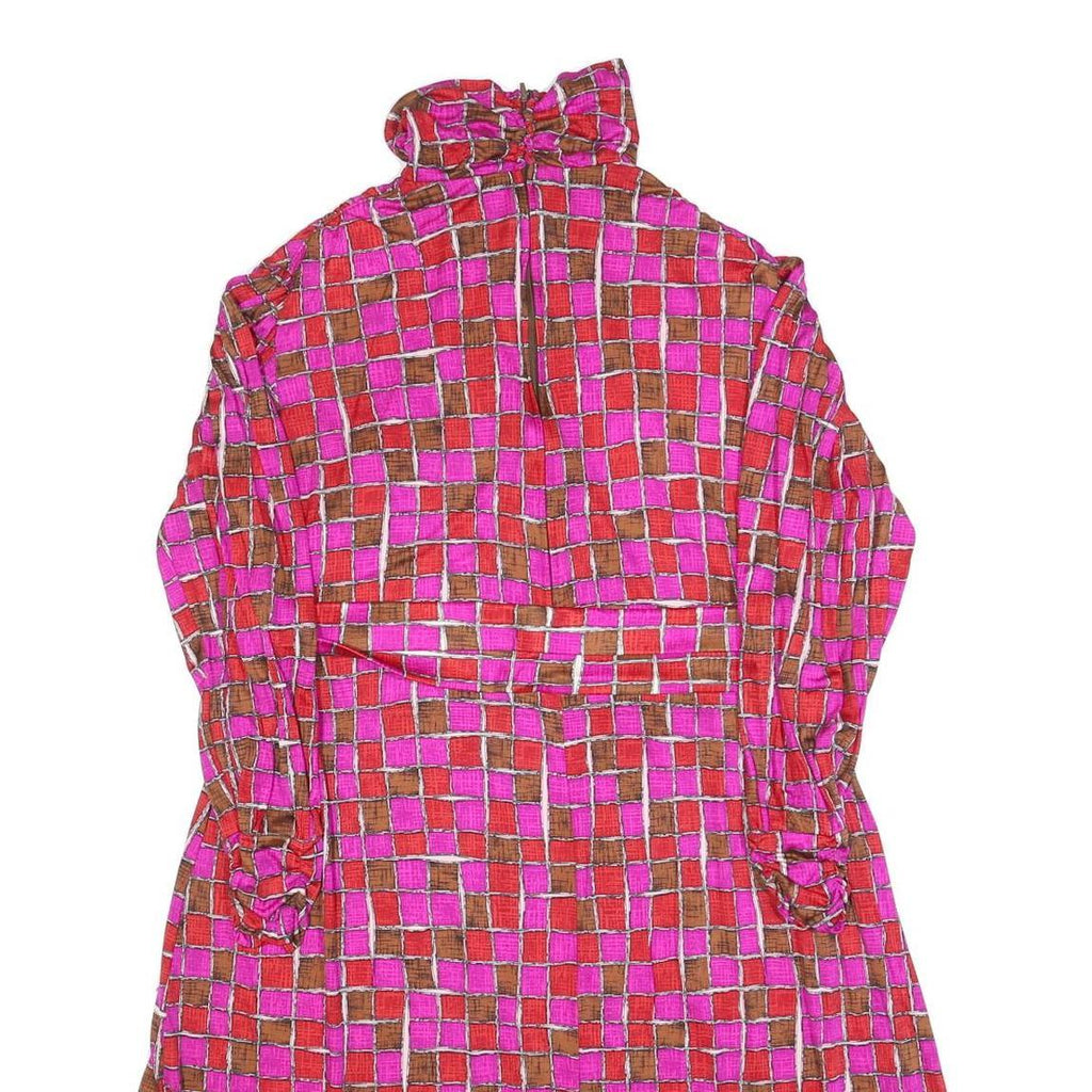 FRANCOISE DESARBRE Womens Pink & Brown Geometric Mini Dress Polyester Blend Long