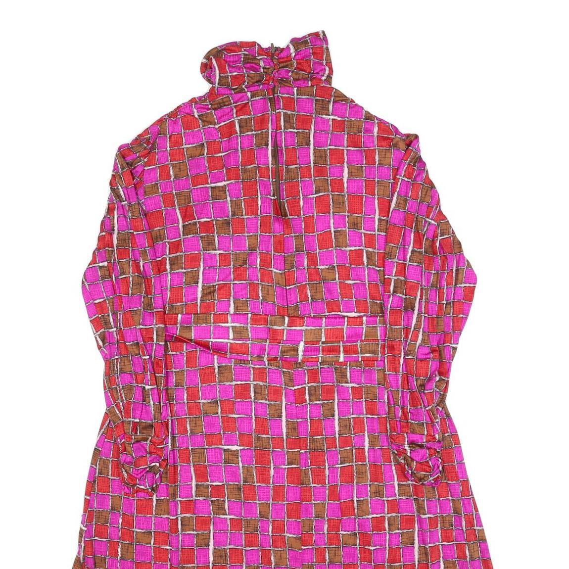 FRANCOISE DESARBRE Womens Pink & Brown Geometric Mini Dress Polyester Blend Long