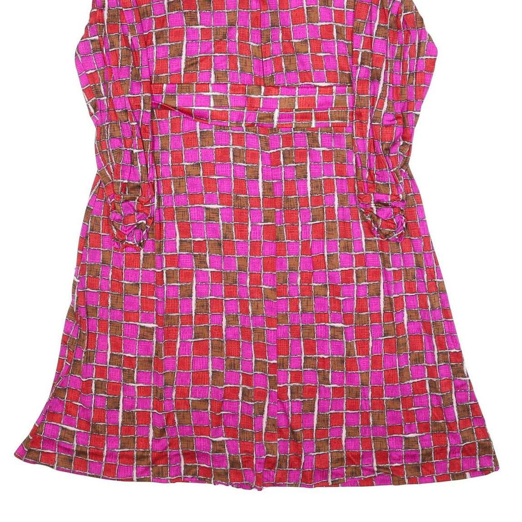 FRANCOISE DESARBRE Womens Pink & Brown Geometric Mini Dress Polyester Blend Long