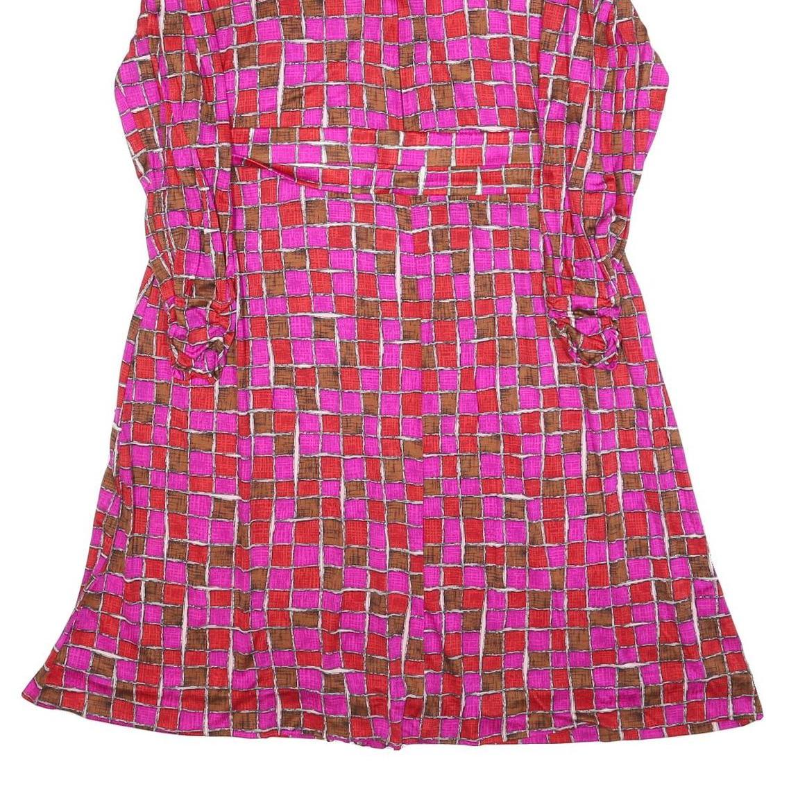FRANCOISE DESARBRE Womens Pink & Brown Geometric Mini Dress Polyester Blend Long