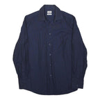 KENZO Mens Navy Blue Plain Shirt S Cotton Blend Classic Fit