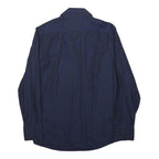KENZO Mens Navy Blue Plain Shirt S Cotton Blend Classic Fit