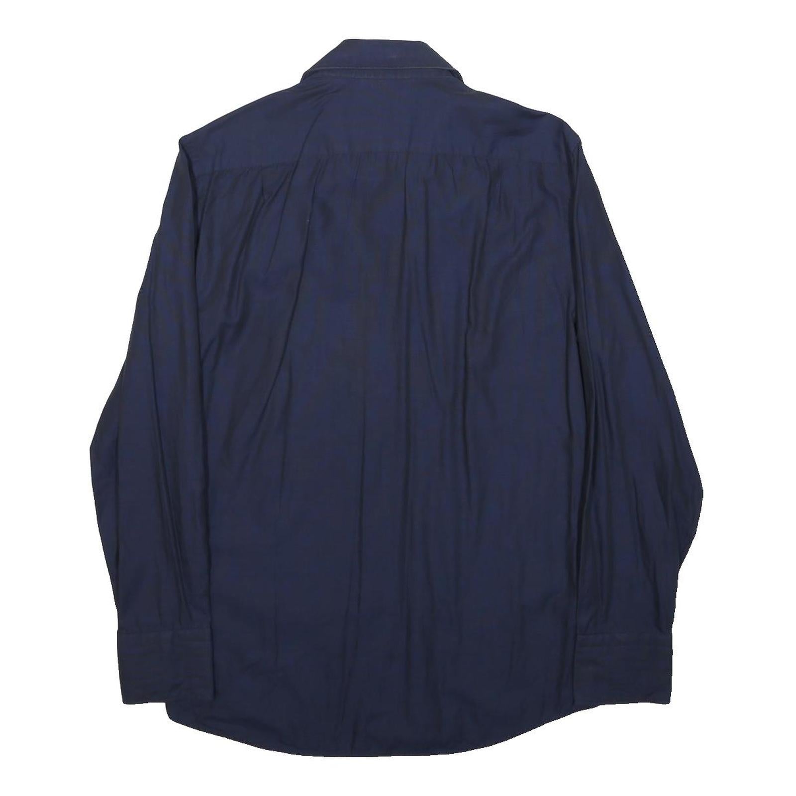 KENZO Mens Navy Blue Plain Shirt S Cotton Blend Classic Fit
