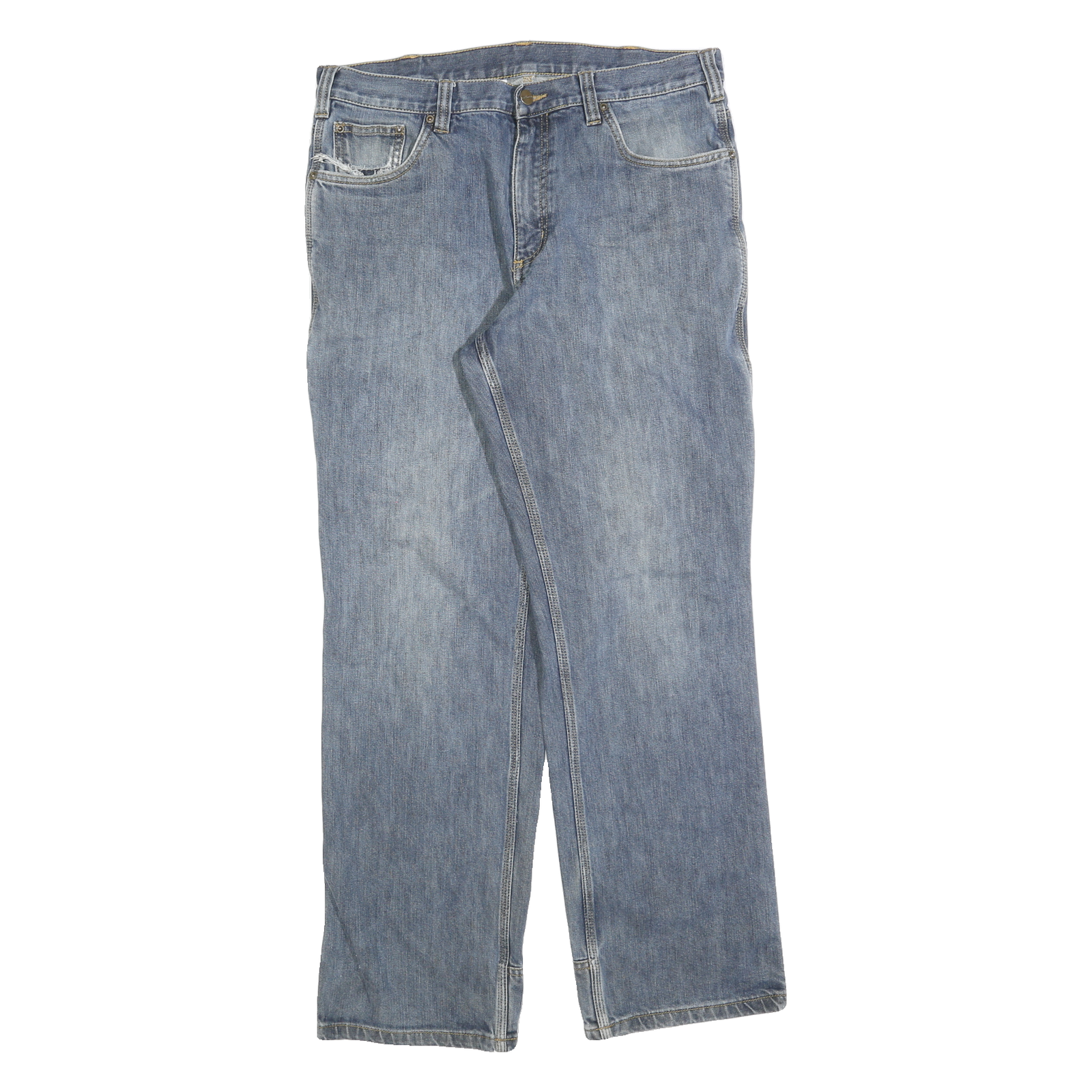 CARHARTT Mens Jeans Blue Regular Straight Denim Medium W36 L32 Workwear Zip