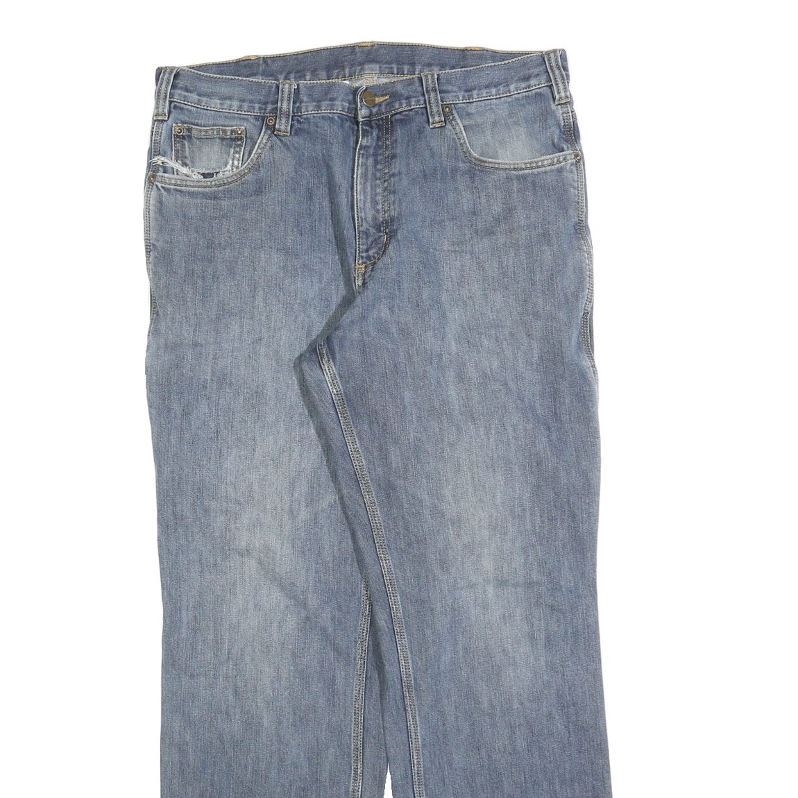 CARHARTT Mens Jeans Blue Regular Straight Denim Medium W36 L32 Workwear Zip