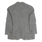 Mens Grey Button Cotton Classic Jacket Herringbone Pattern L L Vintage Style