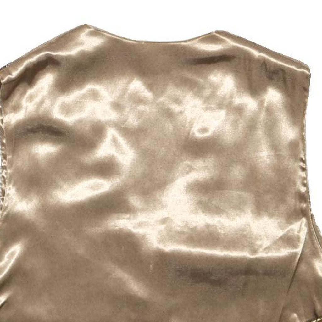 IDEA Womens Blue Brown Cream Patchwork Button Jacket L Patterned Waistcoat Satin