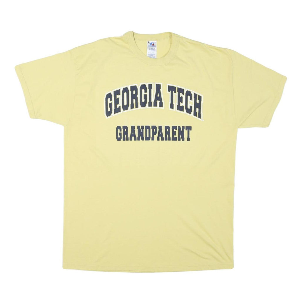RUSSELL ATHLETIC Mens Yellow Georgia Tech Grandparent Graphic T-Shirt XL Short