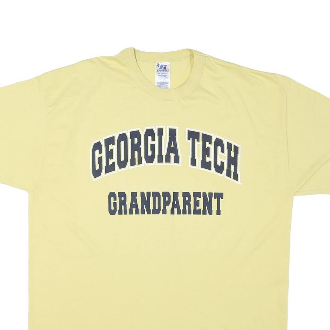 RUSSELL ATHLETIC Mens Yellow Georgia Tech Grandparent Graphic T-Shirt XL Short