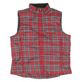 CHAPS Mens Red Plaid Jacket XL Polyester Blend Quilted Sleeveless Zip Fastening