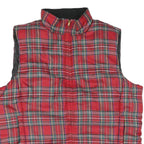 CHAPS Mens Red Plaid Jacket XL Polyester Blend Quilted Sleeveless Zip Fastening