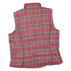 CHAPS Mens Red Plaid Jacket XL Polyester Blend Quilted Sleeveless Zip Fastening