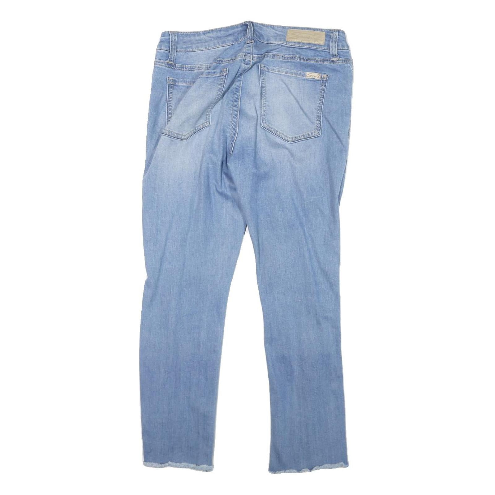 SEVEN7 Womens Jeans Blue Slim Skinny Denim Light W32 L28 Distressed Style