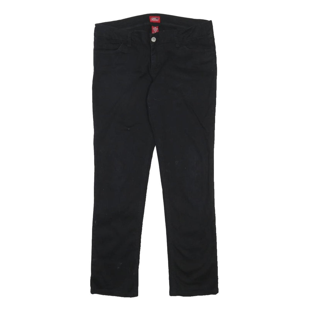 DICKIES Womens Cotton Blend Black Slim Zip Trousers W32 L28 Stylish Comfort
