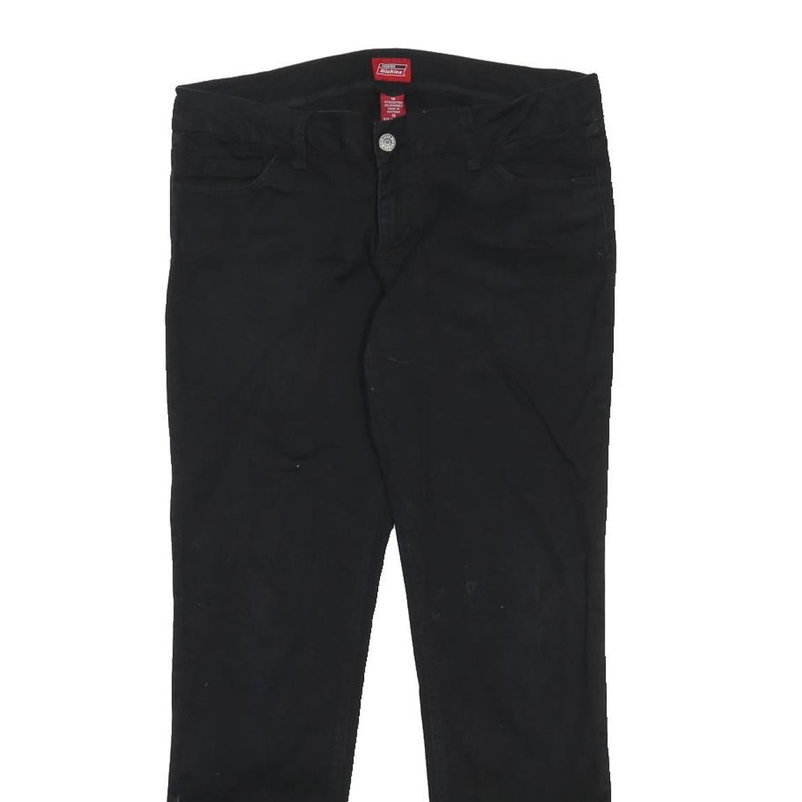 DICKIES Womens Cotton Blend Black Slim Zip Trousers W32 L28 Stylish Comfort