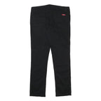 DICKIES Womens Cotton Blend Black Slim Zip Trousers W32 L28 Stylish Comfort