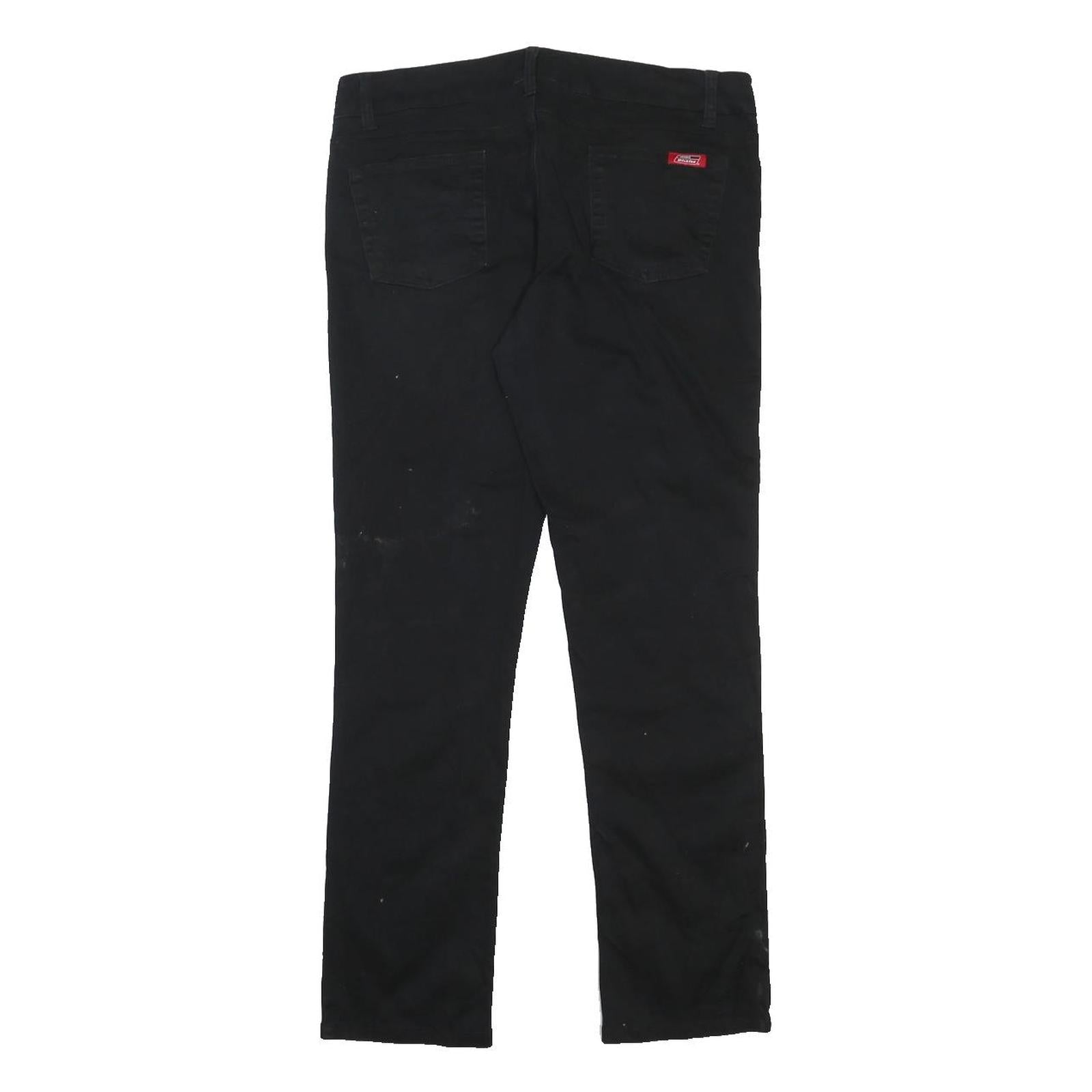 DICKIES Womens Cotton Blend Black Slim Zip Trousers W32 L28 Stylish Comfort