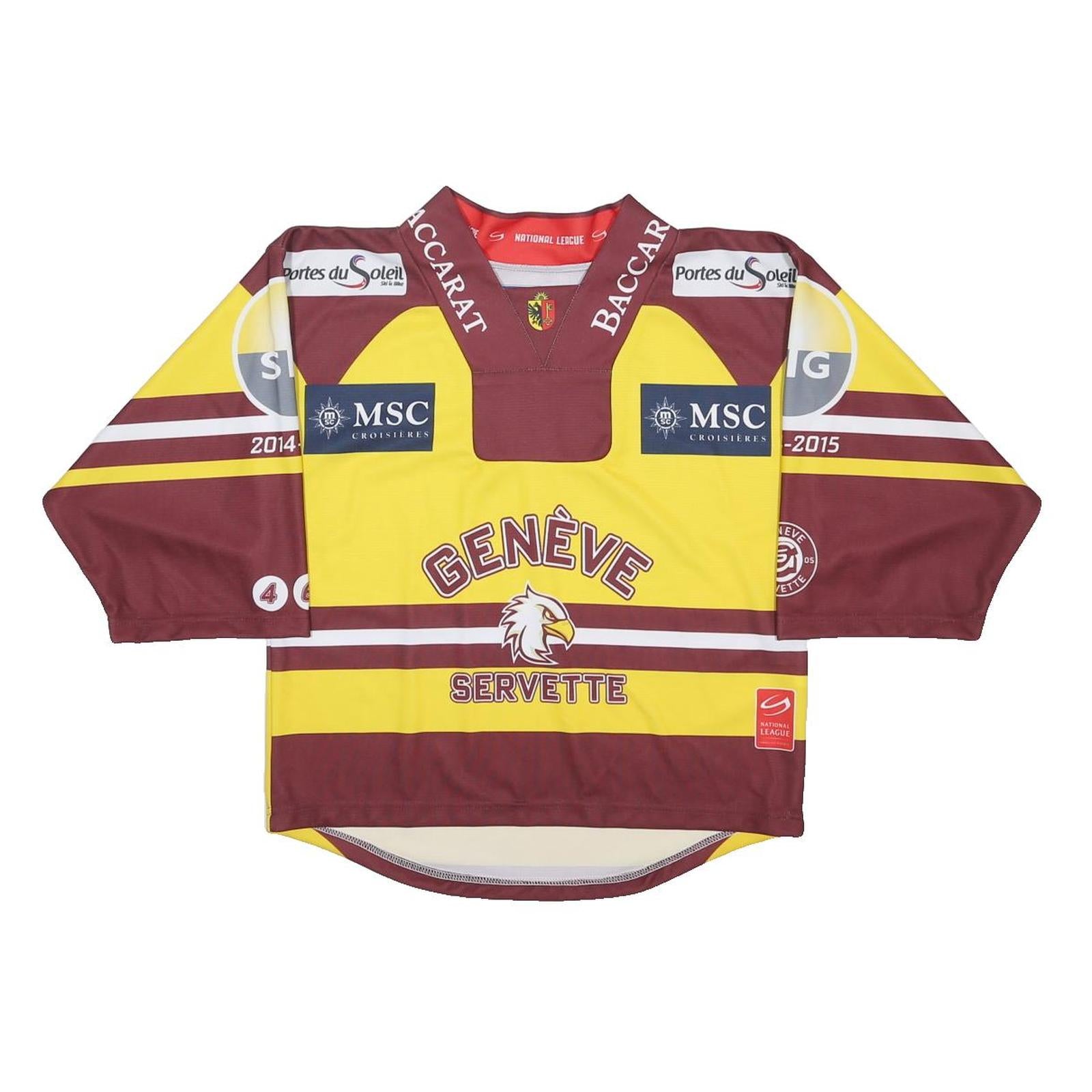 NATIONAL LEAGUE Boys Maroon & Yellow Jersey L Long Sleeve V-Neck Hockey Shirt