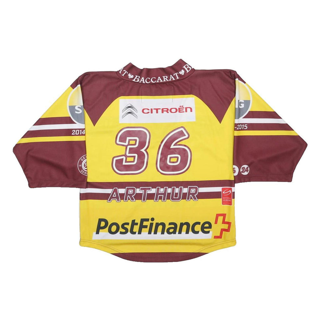 NATIONAL LEAGUE Boys Maroon & Yellow Jersey L Long Sleeve V-Neck Hockey Shirt